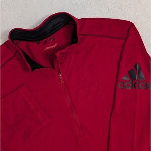 Adidas Climawarm Classic Red Large Size 1/4 Zip Jacket Big Logo